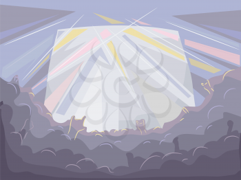 Background Illustration of the Silhouettes of the Audience of a Rock Concert