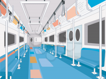 Illustration of a Clean and Empty Subway Train Car