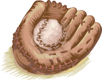 Gritty Illustration of a Baseball Glove and Ball