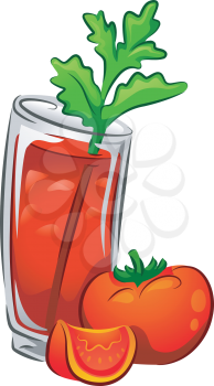 Illustration of a Bloody Mary Drink with Tomatoes