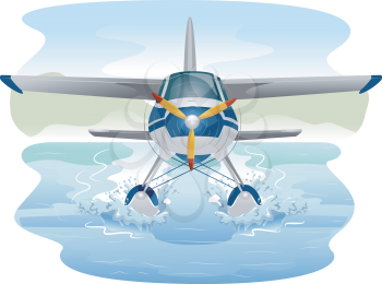 Illustration of a Seaplane Cruising Through Water