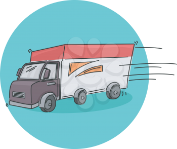 Icon Illustration of a Delivery Truck in Motion