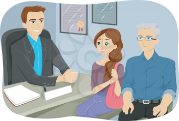 Illustration of a Grandfather Accompanying His Grandfather to a Counseling Session