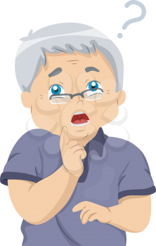 Illustration of an Elderly Man Struggling to Remember Something