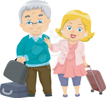 Illustration of an Elderly Couple Going for a Trip