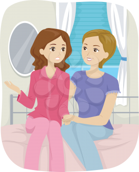 Illustration of a Teenage Girl Having a Talk with Her Mother