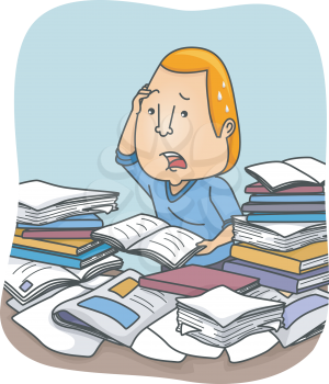 Illustration of a Man Being Overwhelmed with Information