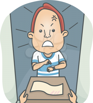 Illustration of a Man Angry Over the Late Delivery of His Parcel