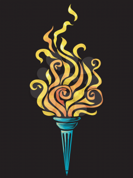 Background Illustration of a Torch Against a Black Background