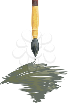 Illustration of a Paintbrush Spreading Gray Ink