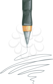 Illustration of a Ball Point Pen Scribbling Random Notes