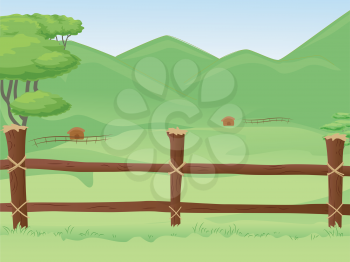 Illustration of a Vast Farmland Protected by a Wooden Fence