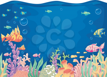 Colorful Illustration of a Typical Underwater Scene