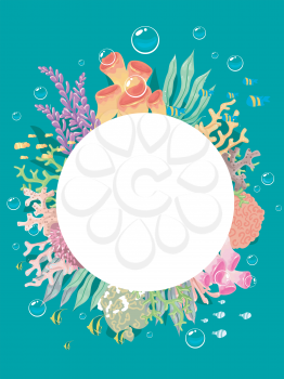 Frame Illustration Featuring Corals Arranged in a Circle