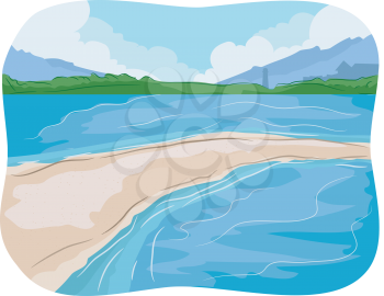 Illustration of a Sandbar in the Middle of the Sea