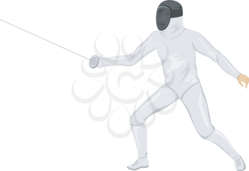Illustration of a Fencer Holding a Fencing Stick