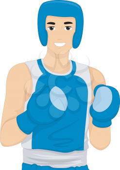 Illustration of a Boxer Wearing Protective Gear