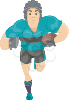 Illustration of a Rugby Player Running with the Ball