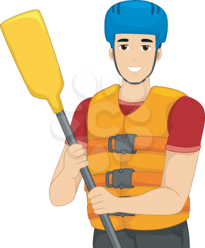 Illustration of a Man Wearing Whitewater Rafting Gear