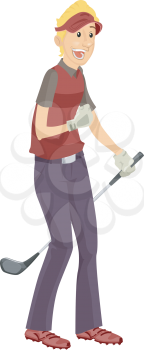 Illustration of a Golfer Doing a Fist Pump in Glee