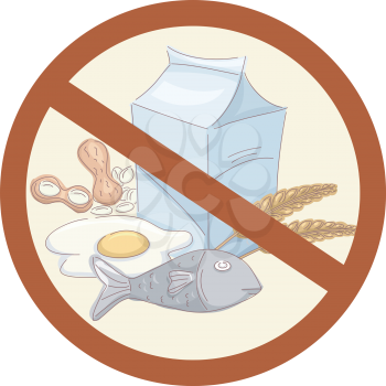 Illustration of Food That Usually Trigger Allergies