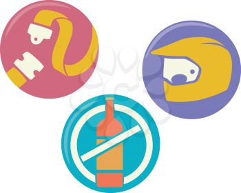 Icon Illustration of Safety Reminders When Driving