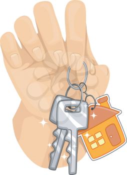 Cropped Illustration of a Hand Holding the Keys to a House