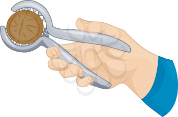 Cropped Illustration of a Hand Using a Nutcracker to Crack a Nut