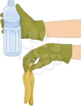 Illustration of People Separating Biodegradable Trash from Non Biodegradable Ones