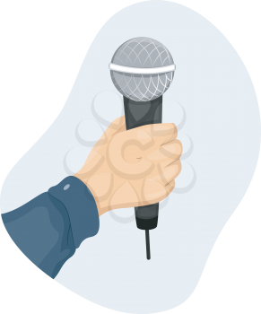 Cropped Illustration of a Person Holding a Wireless Microphone