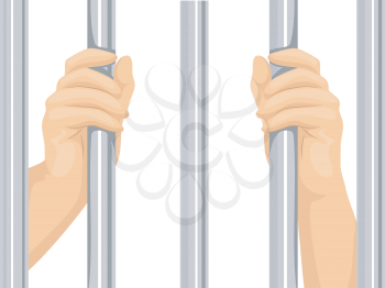 Cropped Illustration of a Person Locked Behind Bars