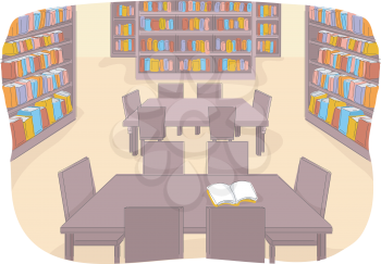 Illustration of a Well Stocked Library That is Currently Not Being Used