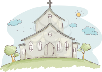 Doodle Illustration of the Facade of a Church