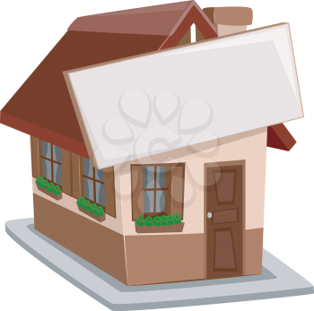 Illustration of a Single Detached House with a Sign Attached to It