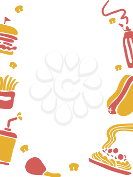 Frame Illustration of Food Commonly Served at Fast Food Chains