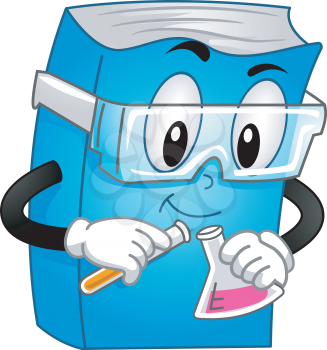 Mascot Illustration of a Chemistry Book Conducting an Experiment