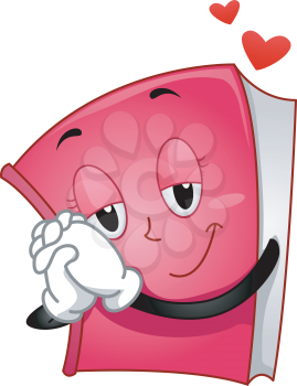 Mascot Illustration of a Book Clasping its Hands Together with Hearts Hovering Above It