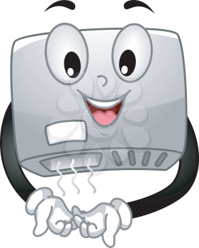 Mascot Illustration of a Hand Dryer Drying its Hands