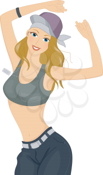 Illustration of a Female Hip Hop Dancer Striking a Pose