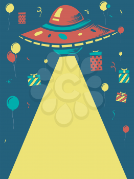 Illustration of a Birthday Party Design with a Space Theme