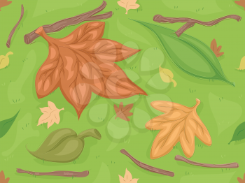 Seamless Illustration of Leaves That Have Gone Dry in Autumn