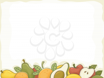Background Illustration of Assorted Fruits Forming a Border