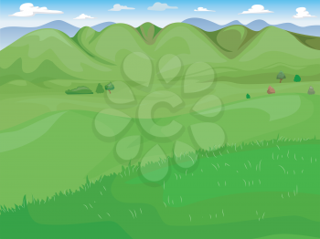 Illustration of a Wide Expanse of Green Grassland