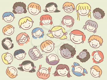 Stickman Illustration of Kids from a Diverse Background