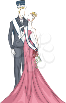 Illustration of a Homecoming Couple on Their Coronation Night
