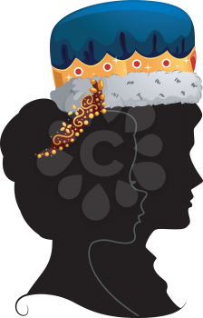 Profile Illustration Featuring the Silhouettes of a King and Queen
