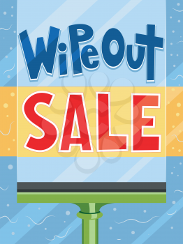 Illustration Featuring a Paintbrush Painting the Words Wipe Out Sale