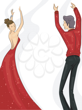 Illustration of a Couple Performing a Ballroom Dance