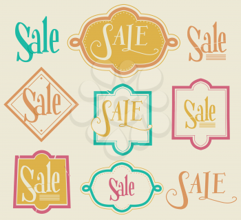 Illustration Featuring Sale Labels with Different Designs