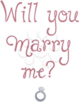 Text Illustration Featuring the Words Will You Marry Me Written on Top of an Engagement Ring